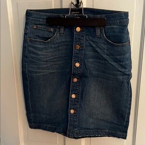 J. Crew Blue Denim Button Pencil Skirt
